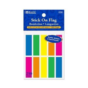 BAZIC 25 Ct. 0.5" X 1.7" Neon Color Coding Flags (10/Pack) -CAJA 24