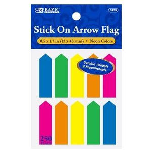 BAZIC 25 Ct. 0.5" X 1.7" Neon Color Arrow Flags (10/Pack) -CAJA 24