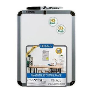BAZIC 8.5" X 11" Magnetic Dry Erase Board w/ Marker & 2 Magnets -CAJA 12