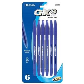 BAZIC GX-8 Blue Oil-Gel Ink Pen (6/Pack) -CAJA 24