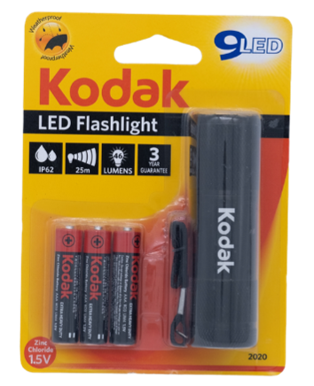 KODAK FLASHLIGHT BLACK 9 LED  - CAJA DE 12