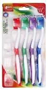 4 PACK TOOTH BRUSH WITH CAP MEDIUM - CAJA 48