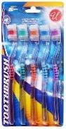 5 PACK TOOTH BRUSH CLEAR HANDLE SOFT - CAJA 48