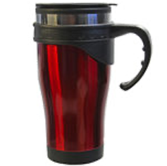 16 oz Red Stainless Steel Travel Mug with Handle in Gift Box - CAJA DE 1