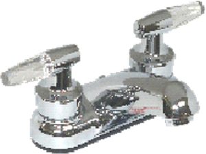 MEZCLADORA PARA LAVAMANOS PLASTICA CROMADA  TIPO PIRULI CON HANDLE CROMADO/CLEAR   - CAJA DE 12 (SE ORDENA POR UNIDADES)