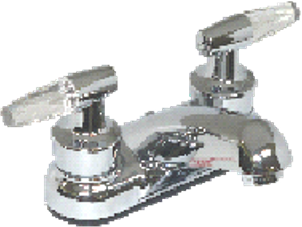 MEZCLADORA PARA LAVAMANOS PLASTICA CROMADA  TIPO PIRULI CON HANDLE CROMADO/CLEAR   - CAJA DE 12 (SE ORDENA POR UNIDADES)