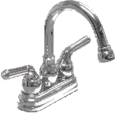 MEZCLADORA PARA LAVAMANOS/PILETA PLASTICA TIPO CLEOPATRA CROMADA DE CUELLO CURVO  - CAJA DE 12 (SE ORDENA POR UNIDADES)