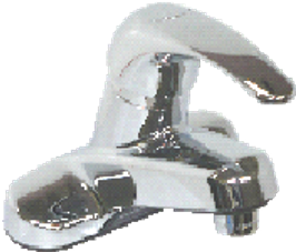 MEZCLADORA PARA LAVAMANOS PLASTICA CROMADA TIPO DELTA CON HANDLE CROMADO  - CAJA DE 12 (SE ORDENA POR UNIDADES)