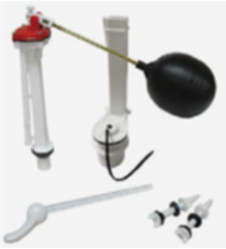KIT PARA TANQUE DE INODORO. INCLUYE VALVULA PARA  ENTRADA Y SALIDA, BOYA, VARILLA, TORNILLOS Y MANECILLA  - CAJA DE 12 (SE ORDENA POR UNIDADES)